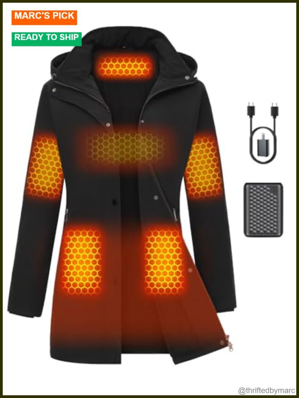 Graphene Heated Jacket 12V Fast Charge 18400mAh Windproof Water-Repellent